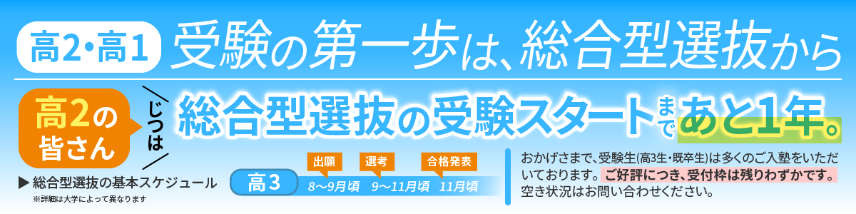 高2・高1 受験の第一歩は、総合型選抜から