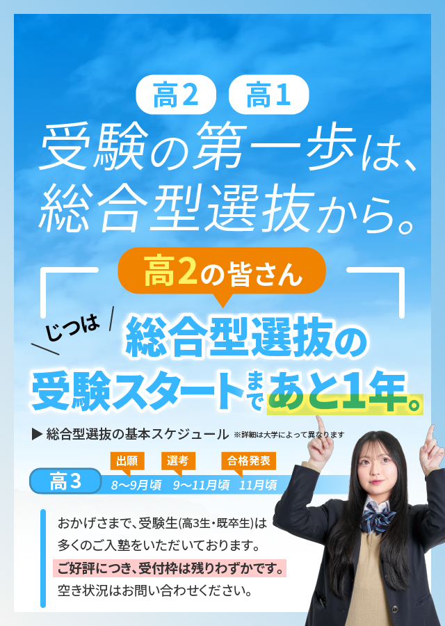 高2・高1 受験の第一歩は、総合型選抜から